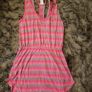 Pink and gray stopped swim dress